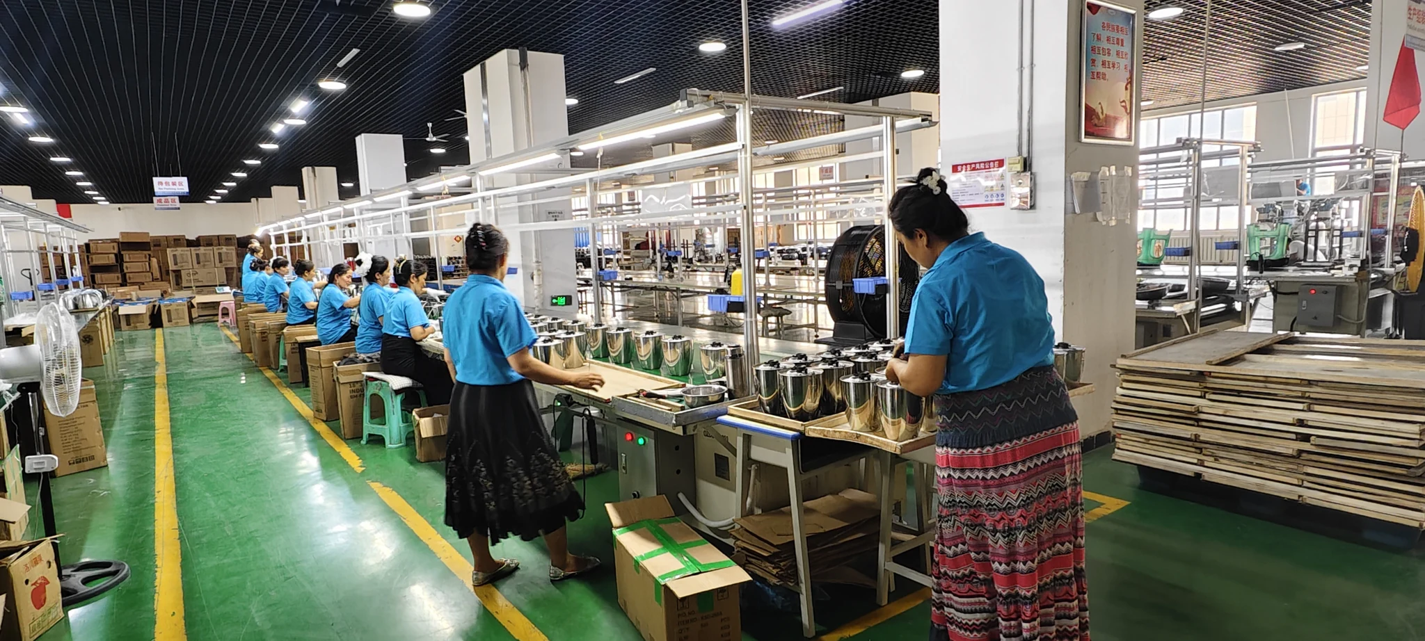 Production staff working at an assembly station