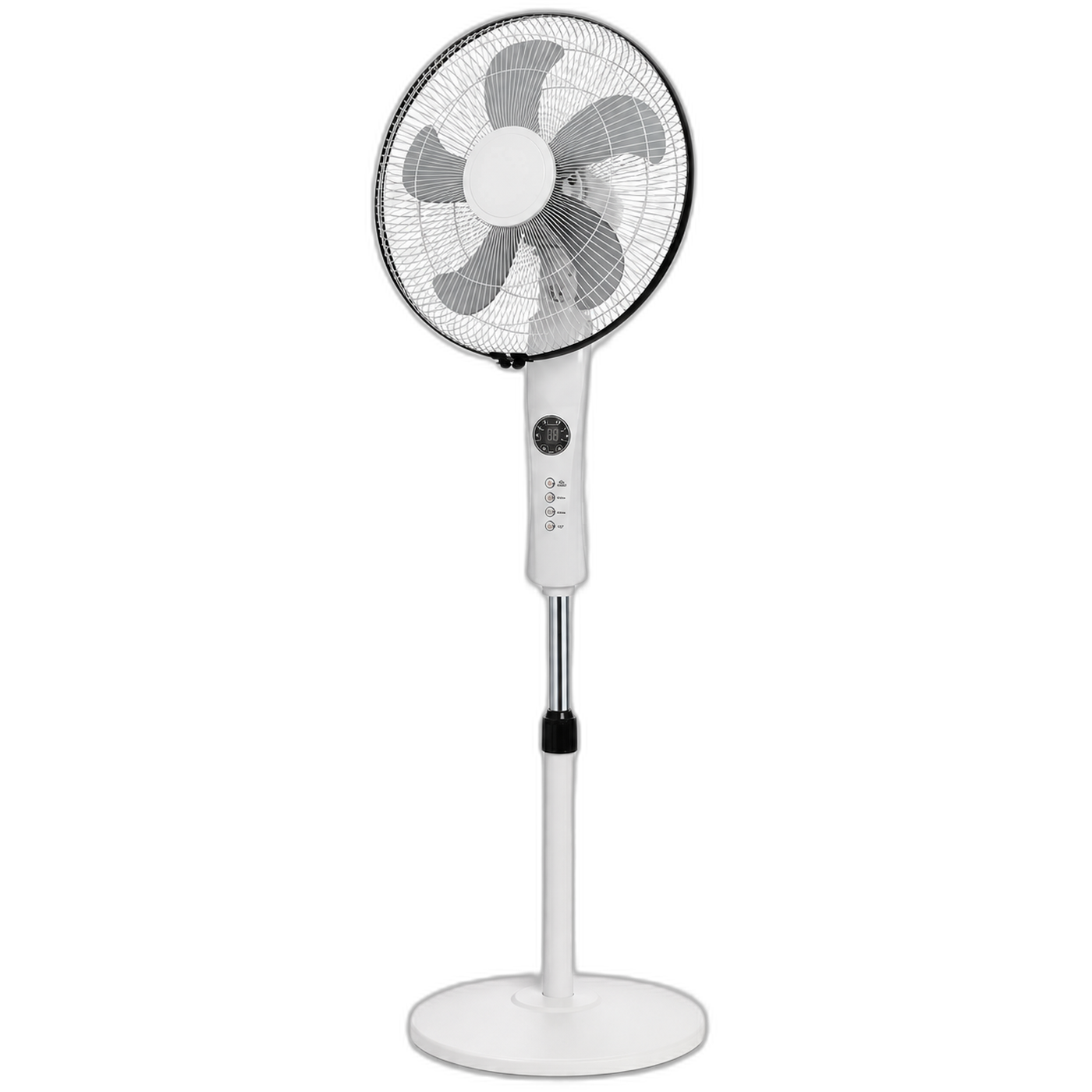 Display Remote-Control White Pedestal Fan