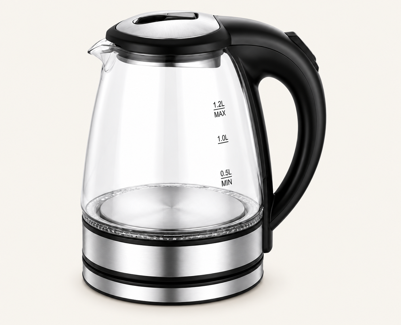 Silver Lid-Top Glass Electric Kettle