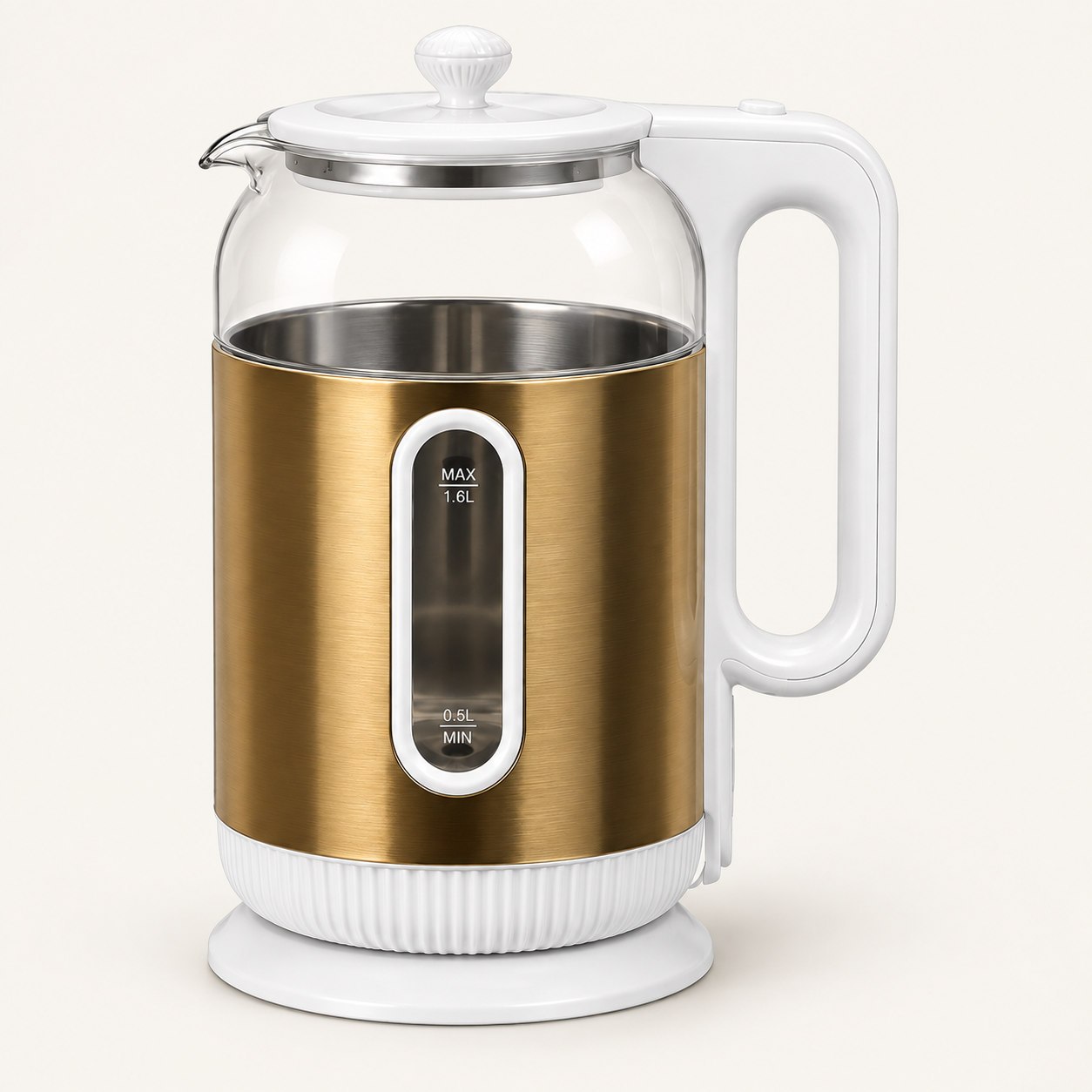 Gold-Trim Glass Electric Kettle