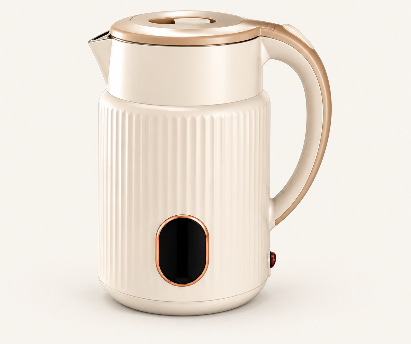 Vertical-Rib Gold-Trim Electric Kettle