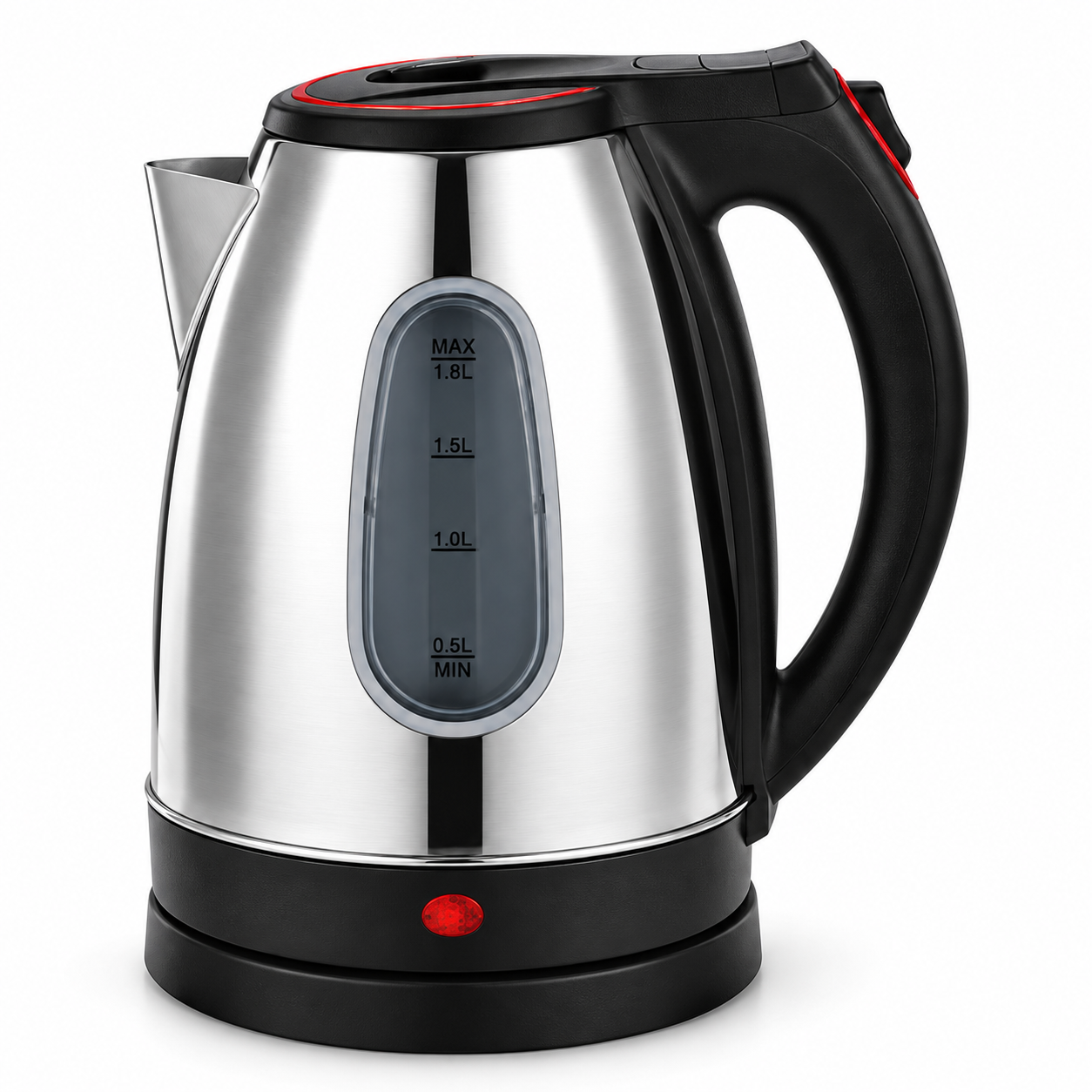Electric Kettle with Red-Trim Water-Level Window