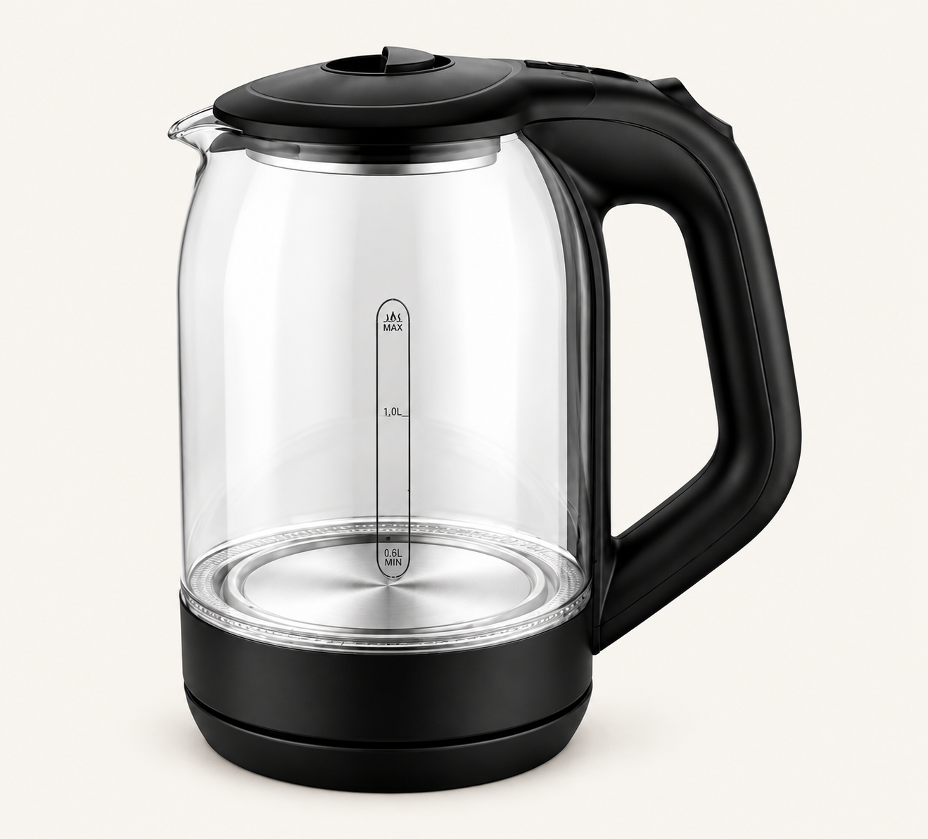 Angled-Handle Glass Electric Kettle