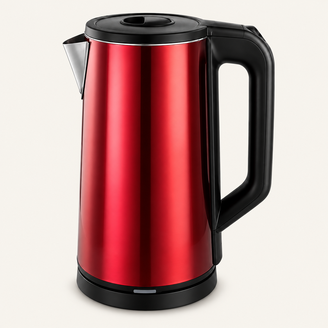 Red-and-Black Cylindrical Electric Kettle