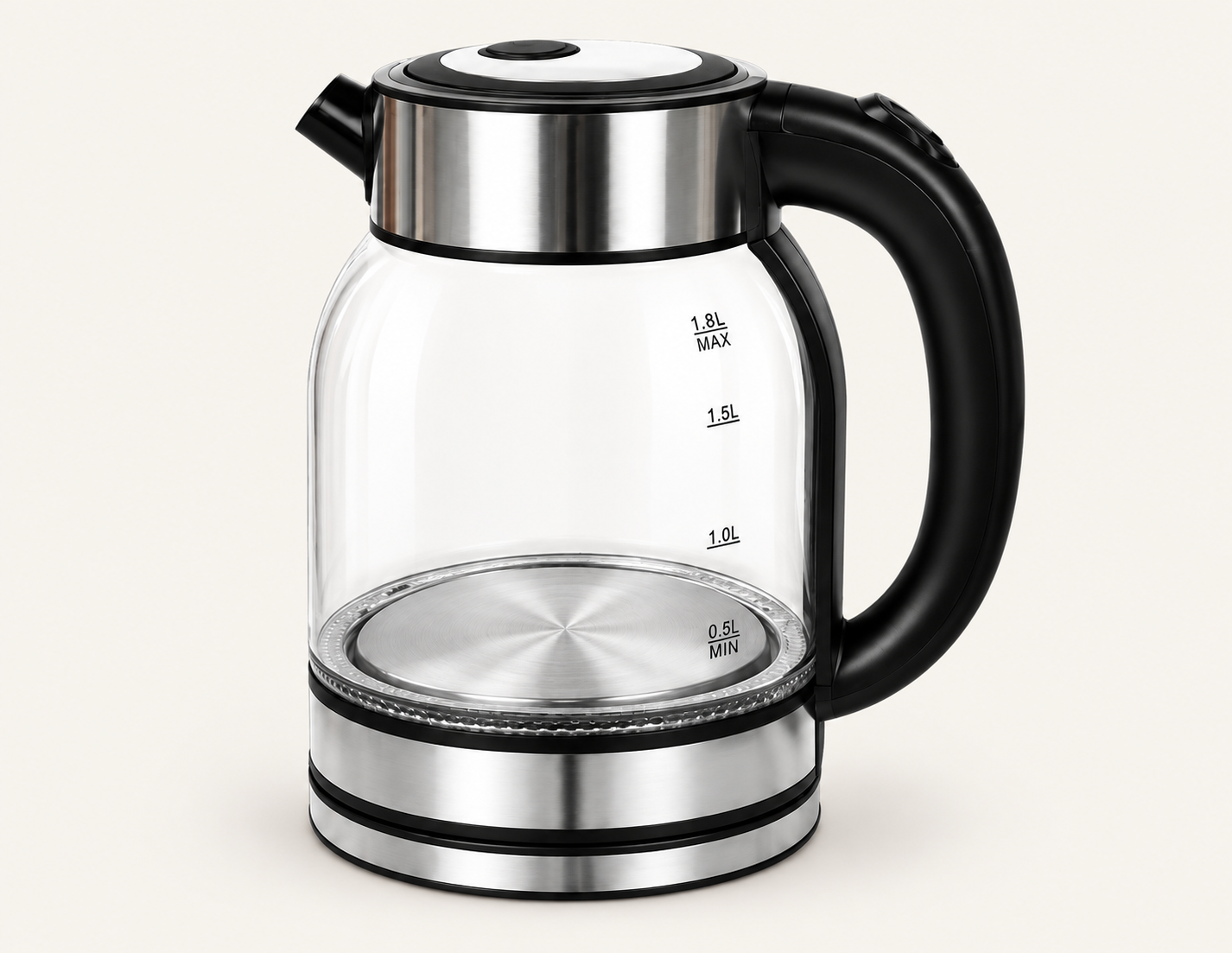 Rounded-Shoulder Glass Electric Kettle