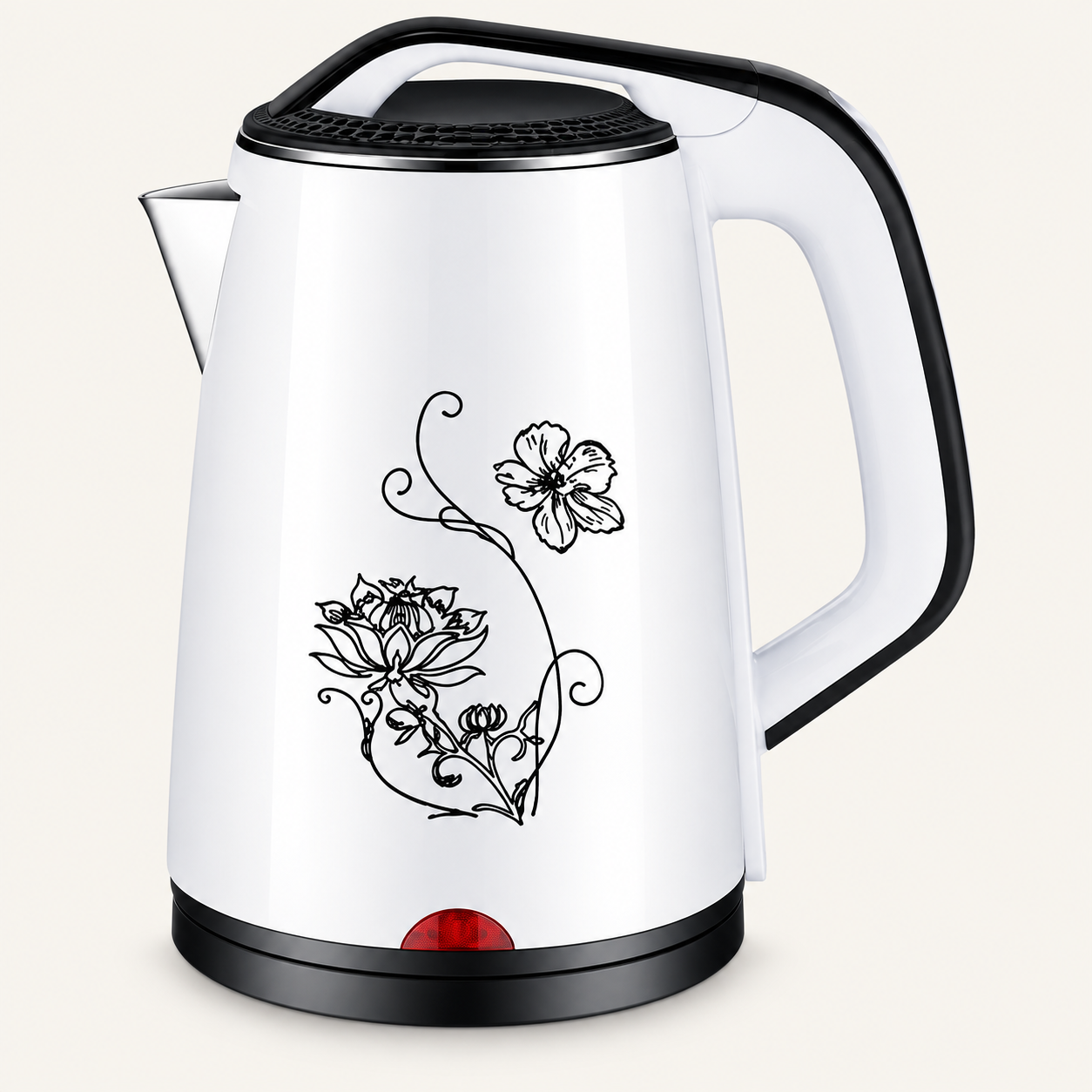 Patterned Arch-Handle Electric Kettle