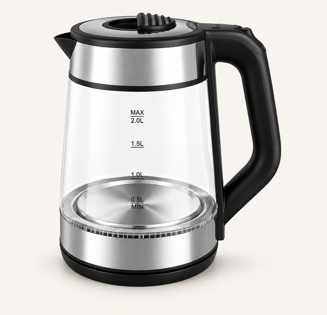 Wide Neck-Ring Glass Electric Kettle