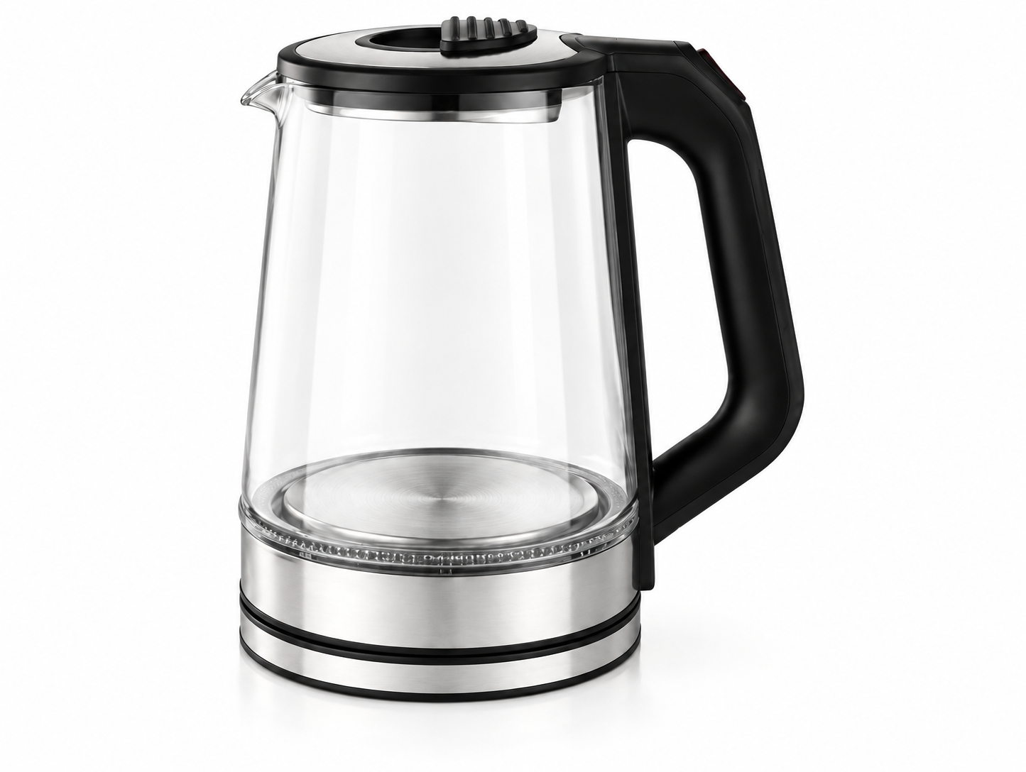 Ribbed Lid-Handle Glass Electric Kettle